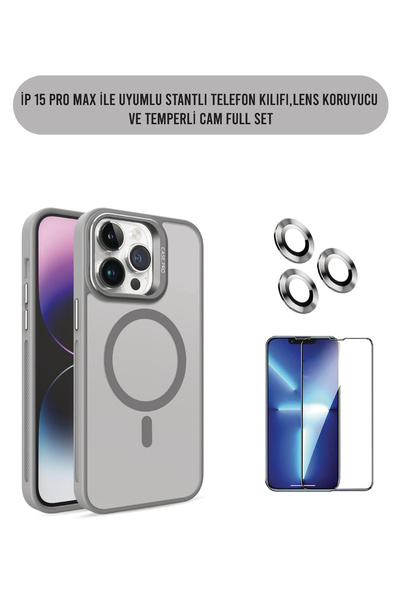 Miscase Compatible with iPhone 15 Pro Max Magsafe Transparent Case with Stand...