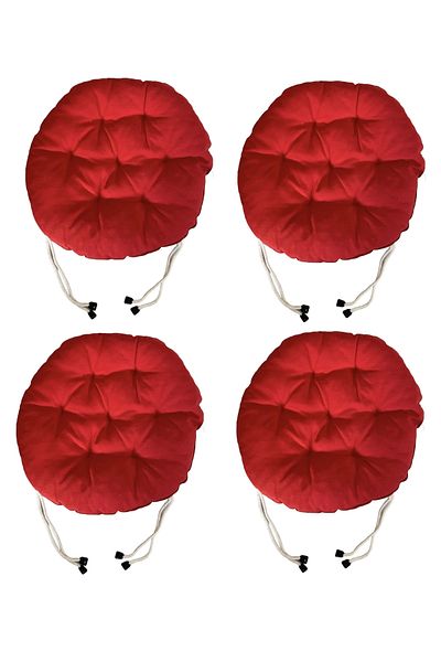 SIFIR312 4 PCS 40X40 Cm Round Stool Cushion - Chair Cushion - Pouf Cushion