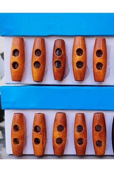 hobim42 NATURAL WOODEN WORKER BUTTON LIGHT BROWN 6 PIECES (SIZE:3CM)