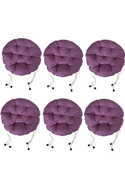 SIFIR312 6 PCS 40X40 Cm Round Stool Cushion - Chair Cushion - Pouf Cushion