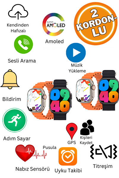 OWWOTECH HK9 ULTRA2 Amoled Ekran 49mm İOS ANDROİD Bütün Telefonlara Uyumlu GPS Sesli Arama Bildirim