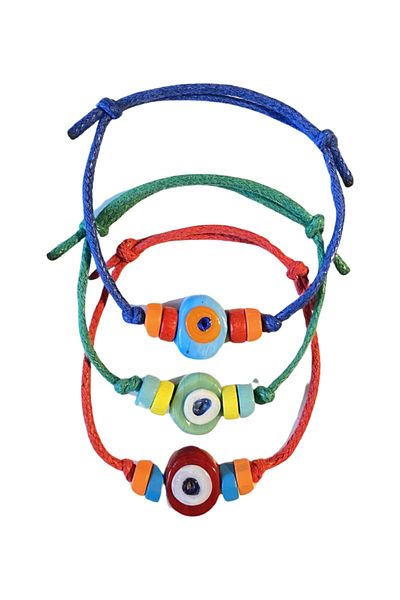 TAKI BY EKİN GLASS EVIL EYE BEADED, 3-PIECE ADULT, GIFT BRACELET