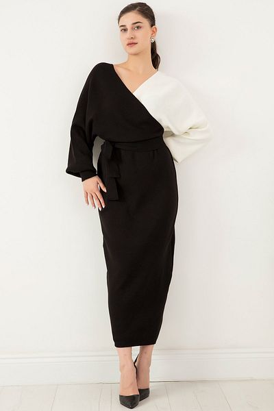 PULLIMM Rochie tricotată Yarasakol dublă culoare Midiboy ESP043