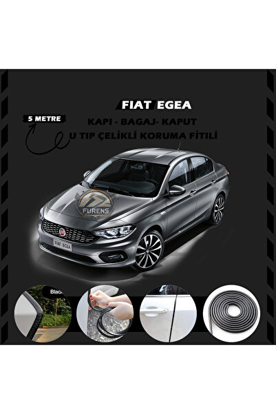Furens Fiat Egea Oto Araç Kapı Koruma Fitili 5metre Parlak Siyah Renk