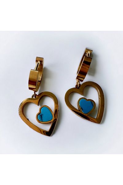 alsaccessories Steel Gold Color Heart Model Earrings