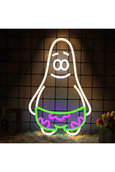 dekoraven Sunger Bob Patrick Neon Led Tabela Dekoratif Aydınlatma