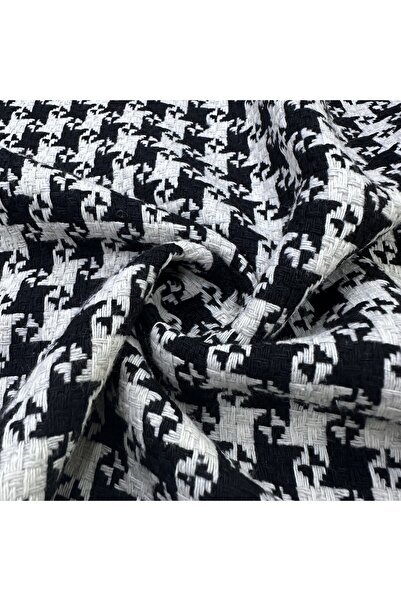 Yeşimm Kumaş Siyah beyaz kazayağı desen şanel kumaş