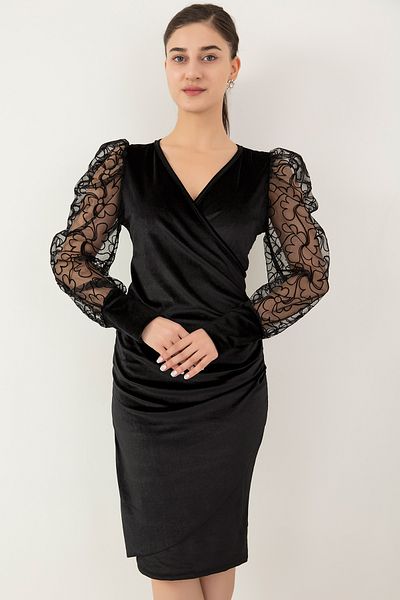 PULLIMM Rochie din catifea din tul cu maneca 2023-0095