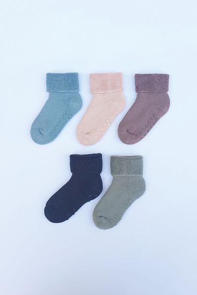 MEM SOCKS 5-Piece Non-Slip Towel Baby Socks
