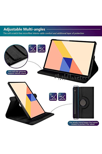m.tk moveteck Samsung Galaxy S9 Fe 10.9 inç Sm-X510 Tablet Kılıfı 360 Derece Dönebilen Kapaklı Kılıf Tam Koruyucu