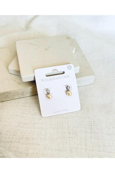 DEMOKAN Women's Special Design Star Stone Pearl Earrings