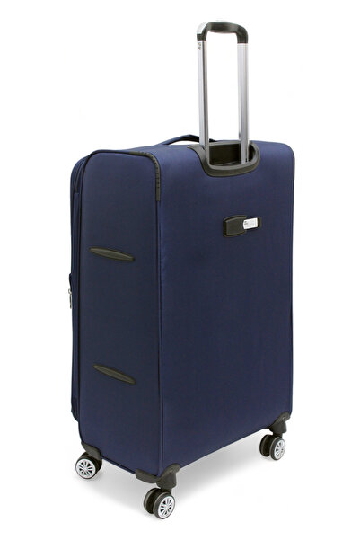 SENSAMITE Lacivert Kabin (KÜÇÜK) Orta Ve Büyük Boy 3'lü Carry-on Ultra Hafif Lüks Kumaş Valiz Seti