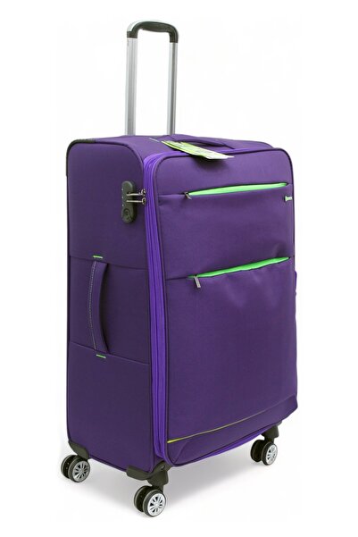 SENSAMITE Mor Kabin (KÜÇÜK) Orta Ve Büyük Boy 3'lü Carry-on Ultra Hafif Lüks Kumaş Valiz Seti
