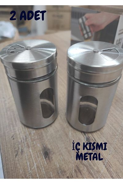 kukohomes Metal Coated Glass Salt Spice Container 2 pcs