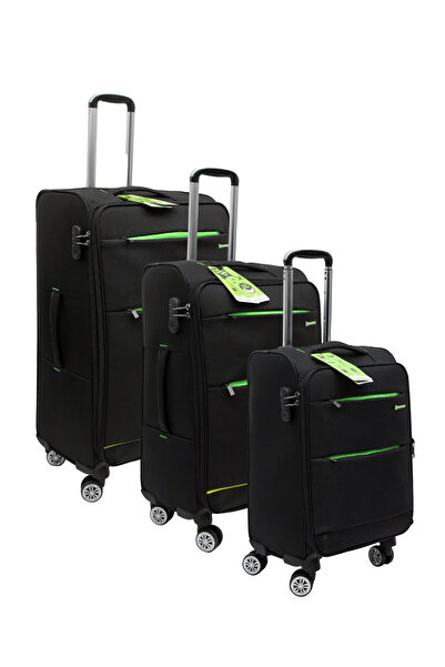 SENSAMITE Siyah Kabin (KÜÇÜK) Orta Ve Büyük Boy 3'lü Carry-on Ultra Hafif Lük...