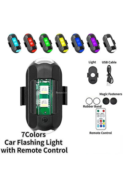 GMD Bisiklet Motosiklet Çakarlı Lamba 7 Renk Su Geçirmez Kumandalı 4 Adet