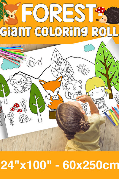 Little One ورق تلوين بحجم عملاق للغابات - لفة تلوين لأطفال الغابة - لفة ورق ر...