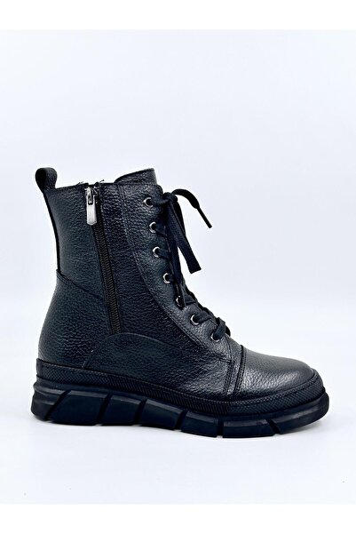 İnci Topuk Hakiki Deri Fermuar Detaylı Kaymaz Taban Postal