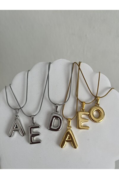 Alya Jewelry Çelik Gold E Harfi Balon Kolye