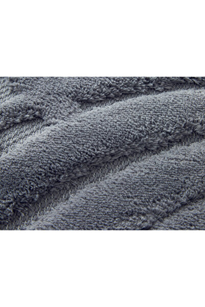 English Home Leafy Joy Cotton Bath Mat Set 60x100+40x60 Cm Dark Gray