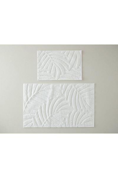English Home Set covorașe de baie din bumbac Leafy Joy Ecru - 60x100+40x60 Cm