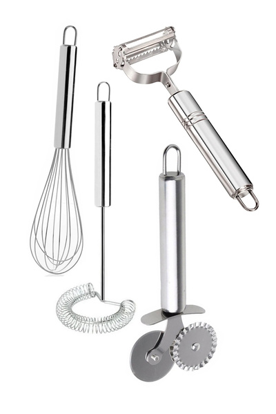 Sekiz8 4'lü Set Tel Çırpıcı, Yumurta Çırpıcı, Julyen Soyacak, Pizza Kesici