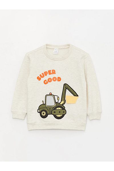 LC Waikiki lCW Baby CrEw NEck PrintEd SwEatshirt and SwEatpants for Baby Boy - SEt of 2
