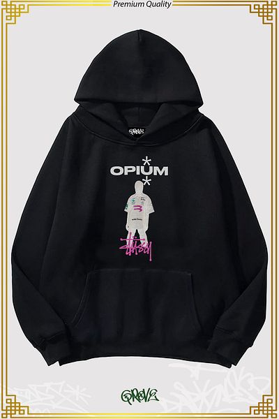Grove Fashion Opium Three Thread - Hanorac oversize cu glugă