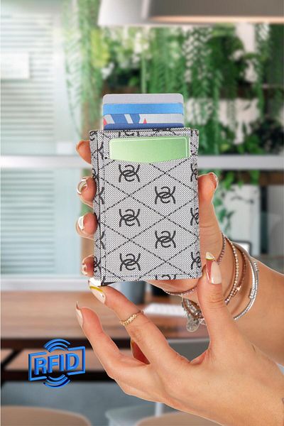 Adelina Bags Boxed Card Holder Wallet with Automatic Mechanism, Aluminum Mechanism, Anti RFID Feature