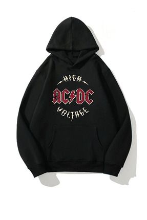 motorsport ACDC Bask l Kapu onlu Pamuklu ci Yunlu Kal n Hoodie Sweatshirt Fiyat Yorumlar Trendyol