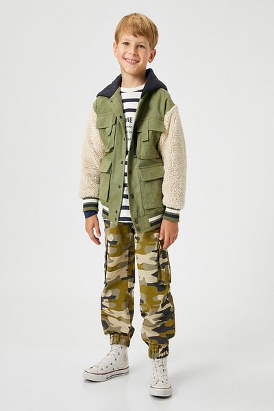 Koton Beige gemusterte Jeans für Jungen