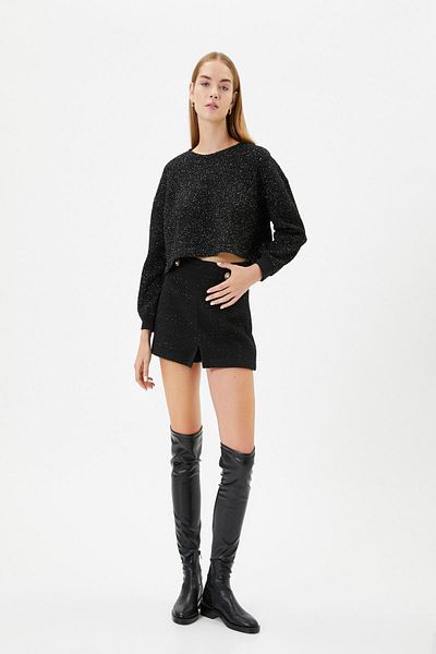 Koton Women's Black Sweatshirt - Relaxed Fit