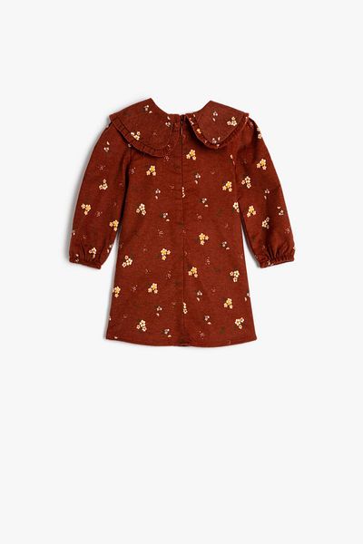 Koton Baby Girl Brown Patterned Dress