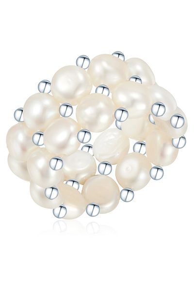 Valero Pearls Perlenring Ring Sterling Silber Süßwasser-Zuchtperle weiß