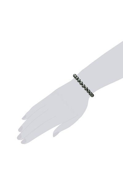 Lulu & Jane Perlenarmband Armband Muschelkernperle tahitigrün