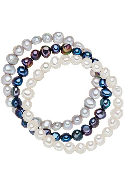 Valero Pearls Perlenarmband 3er Set Armbänder Süßwasser-Zuchtperle multicolor