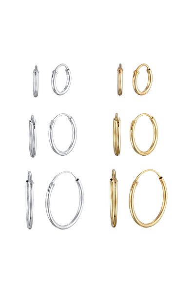 ELLI Ohrringe Creolen Basic 6er Set 925 Silber