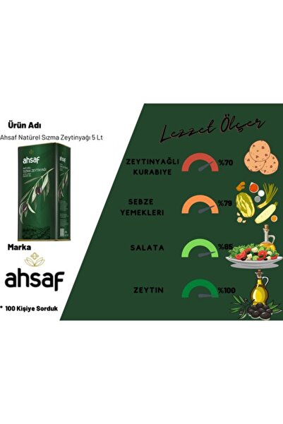 Ahsaf Natürel Sızma Zeytinyağı 5l-teneke (2'Lİ EKONOMİK PAKET)