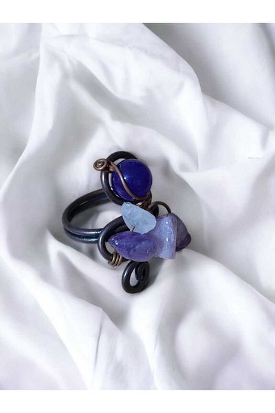 Doğaltaş Amateur Stone Adjustable Copper Ring + Black Gift Box