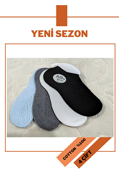 Limon Socks BUMBAC INvizibil de bună calitate - PANTOF DE BUMBAC Șosete pentru femei (4 perechi) Șosete scurte cu model