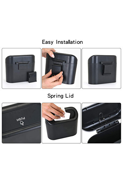 LutiaS Auto Vehicle Office Trash Can Portable Car Interior Portable with Lid Practical Clip Organizer Trash Can