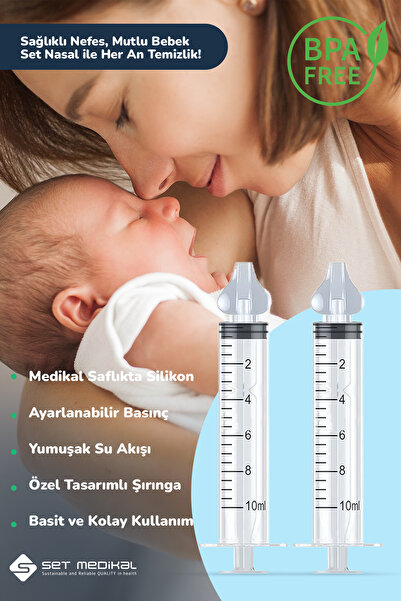 Set Nasal Burun içi Temizleme Şırıngası, Burun Yıkama Enjektörü, Nasal