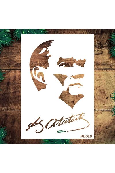 STENCİLTASARIM Stencil Design Sl010 Mustafa Kemal Atatürk Wall Wooden Glass Painting Pattern