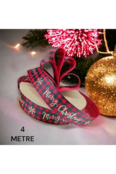 GÜLSEMALİ 4 METERS Grosgrain Printed New Year Ribbon Box Decoration Ribbon Tree Decoration Ribbon 2.5cm