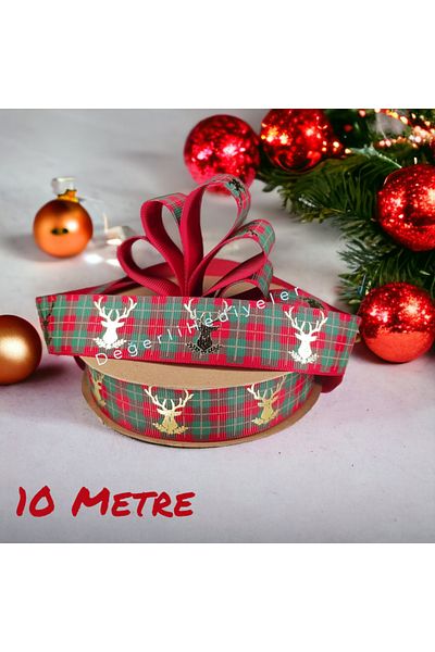 GÜLSEMALİ 10 ΜΕΤΡΑ Κορδέλα Πρωτοχρονιάτικη Κορδέλα Κουτί Στολίδι Κορδέλα Δέντρο Στολίδι Κορδέλα 2,5cm