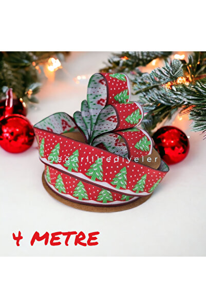 GÜLSEMALİ 4 МЕТРИ Тканий принтований новорічний стрічка для прикраси коробки,...