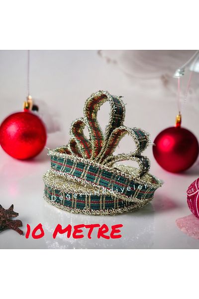 GÜLSEMALİ Κορδέλα Πρωτοχρονιάς 10 μέτρων Καρό Κορδέλα Στολίδι Κουτί Κορδέλα Συσκευασίας