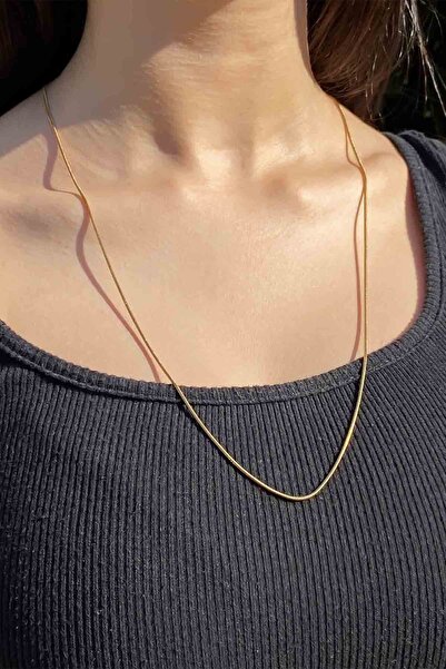 TREND COLLECTİON Kadın Paslanmaz Çelik Gold Zincir Ince Italyan Kolye (65 CM)