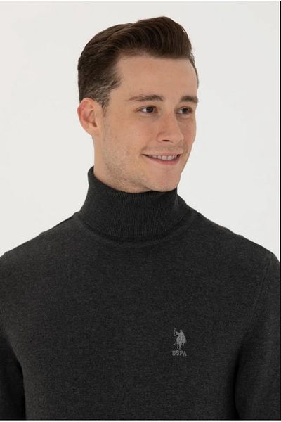 U.S. Polo Assn. Мъжки антрацитен меланжов пуловер G081SZ0TK.000.1629599.VR081