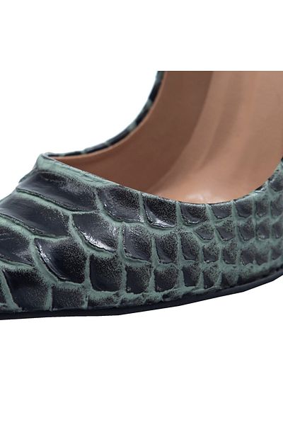 MADİVA KHAKI-BLACK CROCODILE PATTERNED 10 CM HEEL STILETTO SHOES